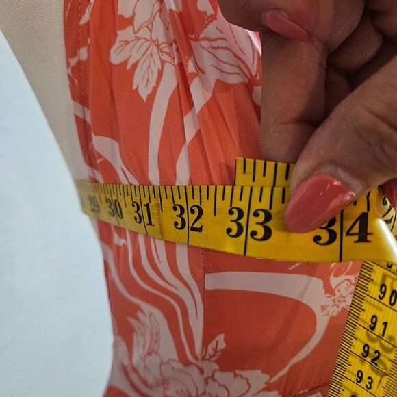 Free People Ashley Coral & White Floral Halter Dress Size 2 Spring Boho Maxi - Picture 13 of 16